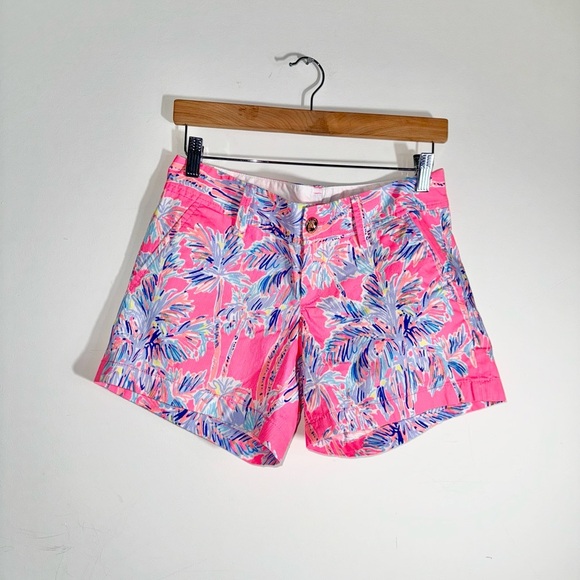 Lilly Pulitzer Flamingo Pink Nice Stems 5" Callahan Shorts - Picture 3 of 9